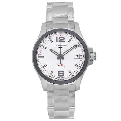 Pre-owned Longines Conquest V.h.p. 41mm Steel Ceramic Silver Dial Mens Watch L3.719.4.76.6