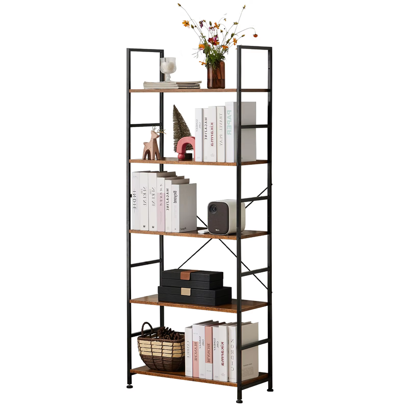 5-Tier Bookcase, Modern Bookshelf, Corner Storage Organizer for Bedroom, Office