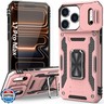 SEFING Phone Case Compatible with iPhone 17 Pro Max Case With Slide Camera Lens Cover and HD Screen Protector and Kickstand, Dual-Layer Shockproof Military-Grade Drop Protection, for 17 ProMax (Rose Gold)