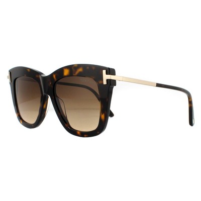 Pre-owned Tom Ford Sunglasses Dasha Ft0822 52f Dark Havana Brown Gradient