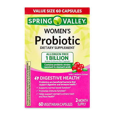 Spring Women Probiotic Dietary Supplement Vegetarian，Digestive，Cranberry，60 Ct