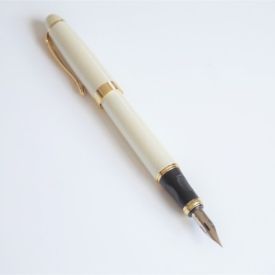Jinhao No 155 Barley Polished Chrome Fine Fountain Pen with Gold Trim
