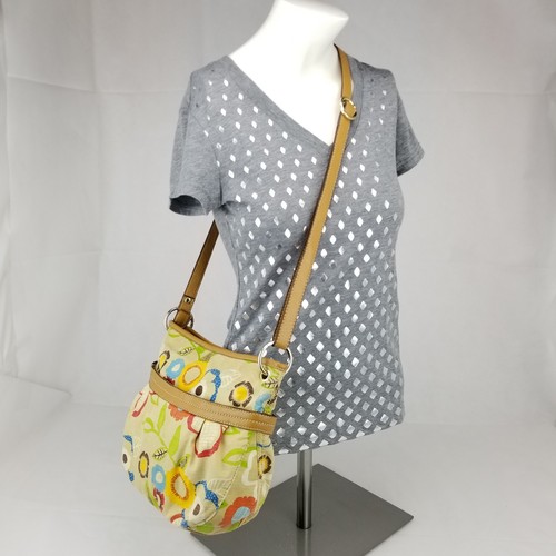 Relic Pastel Multi Color Floral Purse Satchel Handbag Zip Top Leather Trim EUC