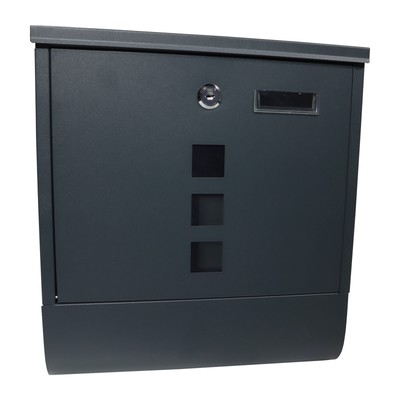Bituxx Briefkasten Postbriefkasten anthrazit grau mit Zeitungsrolle rund