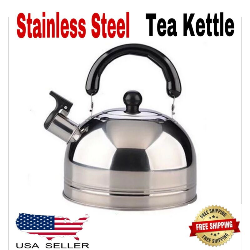 2 Liter Stainless Steel Whistling Tea Kettle Stove Top Water Boiler Teapot Home