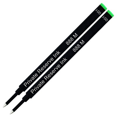 2 Pack, Private Reserve Ink Schmidt 888 Rollerball Refill Light Green Medium Tip