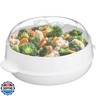 Plastic Microwave Heating Steamer with Lid and Tray (White)