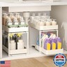 VolveLasis Pull Out Cabinet Organizer 2 Tier Kitchen Under Sink Organizers and Storage for Clear Bathroom MultiPurpose Cabinet Organizer for Vanity Counter Cupboard Closet (1Set White)