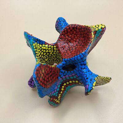 Stipple Painted Bright Coloured Abstract Art Statue (13C) MO#8757