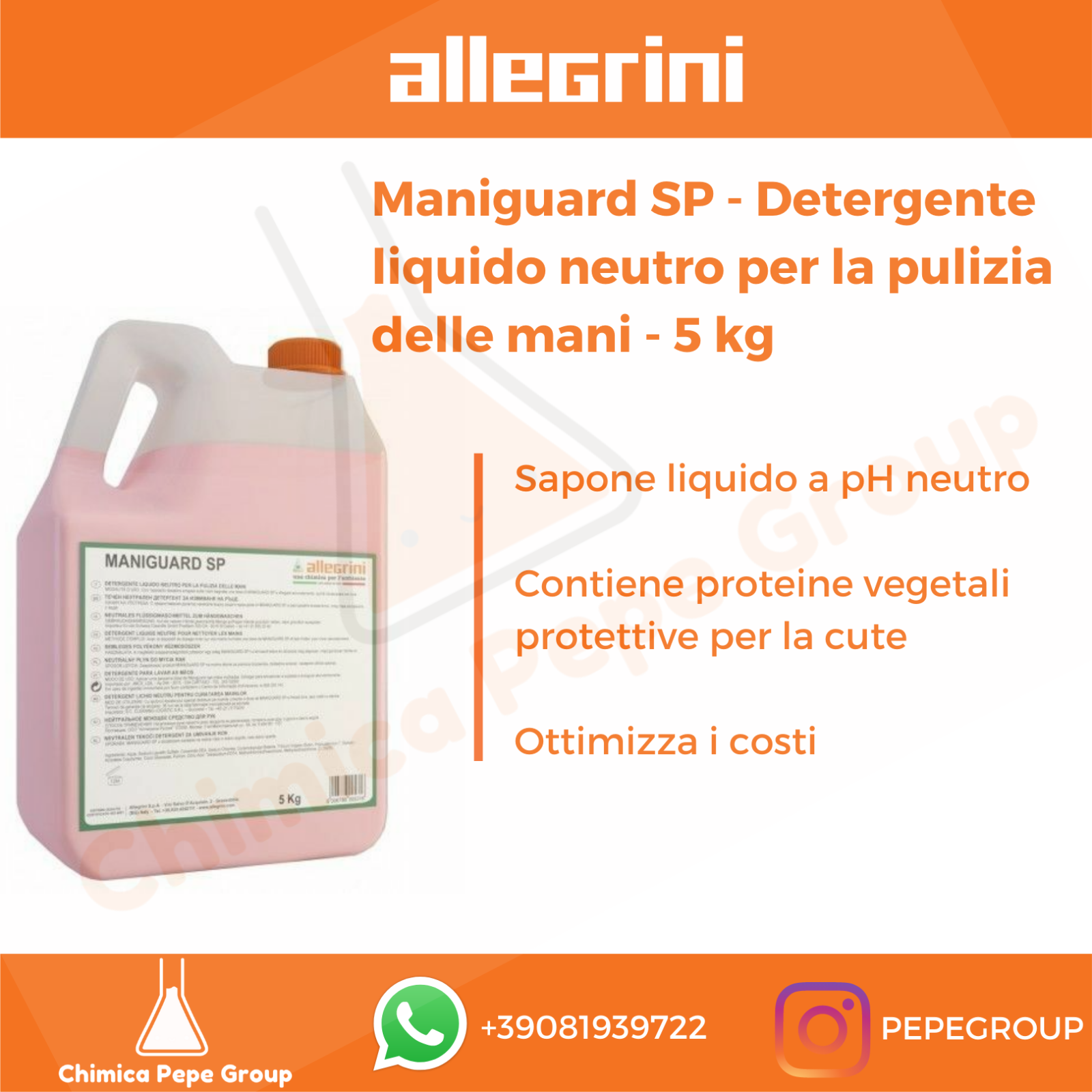 MANIGUARD SP 5 kg Allegrini - SAPONE LIQUIDO DETERGENTE NEUTRO per MANI