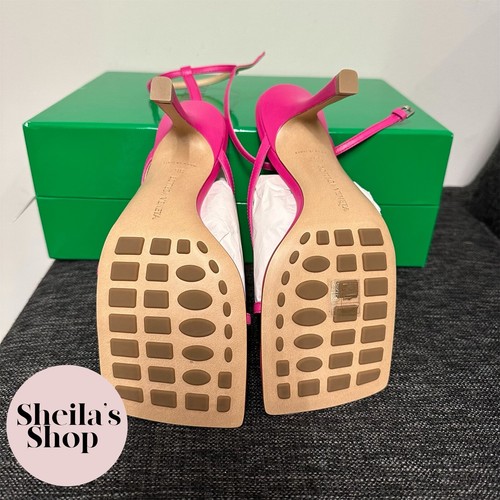 Pre-owned Bottega Veneta Stretch High-heel Ankle Strap Sandals Hollyhock Size 36.5 In Pink