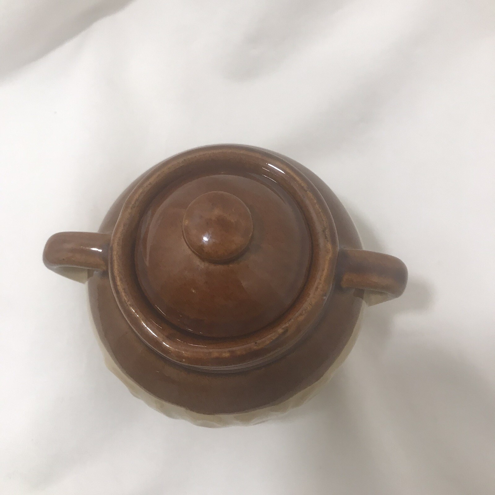 Garlic Storage  Keeper Jar Brown Crock With Lid Stoneware