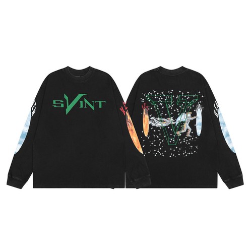 Saint Michael Autumn Tide VLONE skull print black unisex long sleeve  T-shirt New