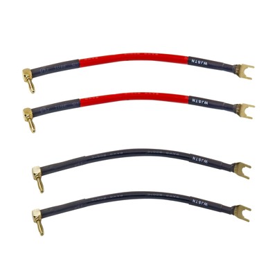 Fork Spade Plug to Right Angle Banana Plug Speaker Jumper Cable 8AWG Banana P...
