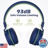 AILIHEN Kids Headphones, I35 On-Ear Headphones for School, Safe Volume 93dB, HD Mic Stereo Headphone for Kid Girls Boys, Foldable 3.5mm Wired for Chromebook, Laptop, Computer, Tablet (Blue Green)