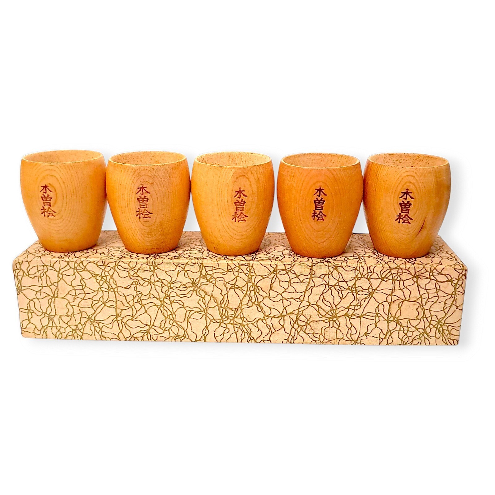 Japanese Wooden Cypress Tea Matcha Cup Set of 5 Sakazuki