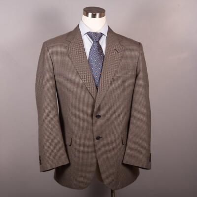 Stanley Blacker Mens Blazer Sport Coat 44L Jacket Small Check 2 Button Single Ve