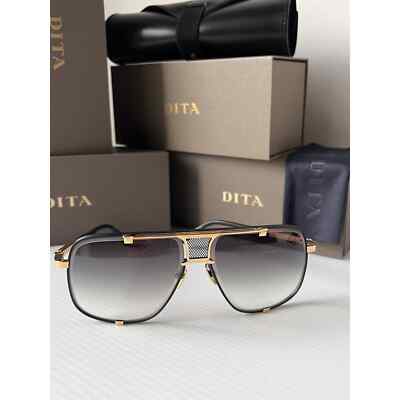 Pre-owned Dita Mach Five Drx 2087-a Matte Black Yellow Gold 18k / Gray Gradient Sunglasses