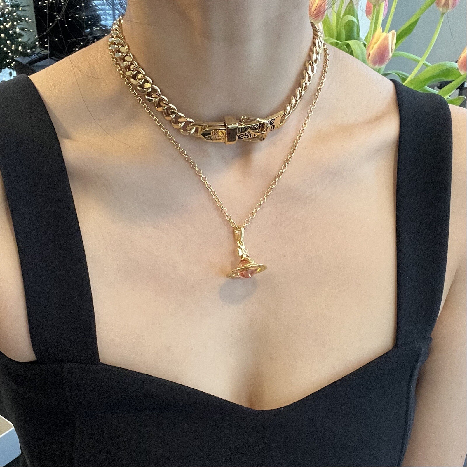 キーホルダー・キーリング Vivienne Westwood Vivienne Westwood Necklace Roxanne Gold 63 SSENSE Exclusive Capsule Silver Roxanne Pendant Necklace by