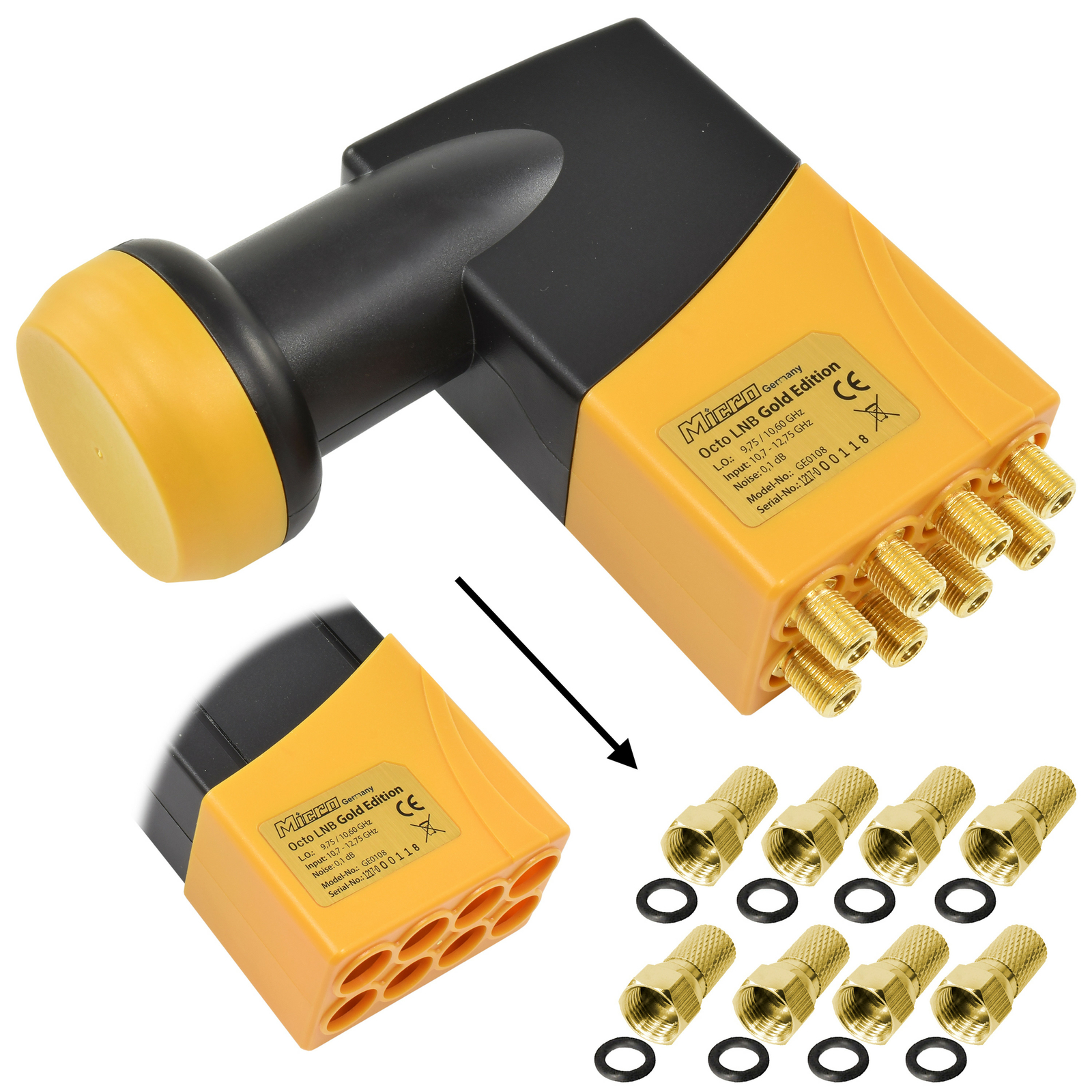 OCTO LNB 0,1 dB digital Wetterschutz HD 4K UHD Okto 8 Teilnehmer Receiver direkt