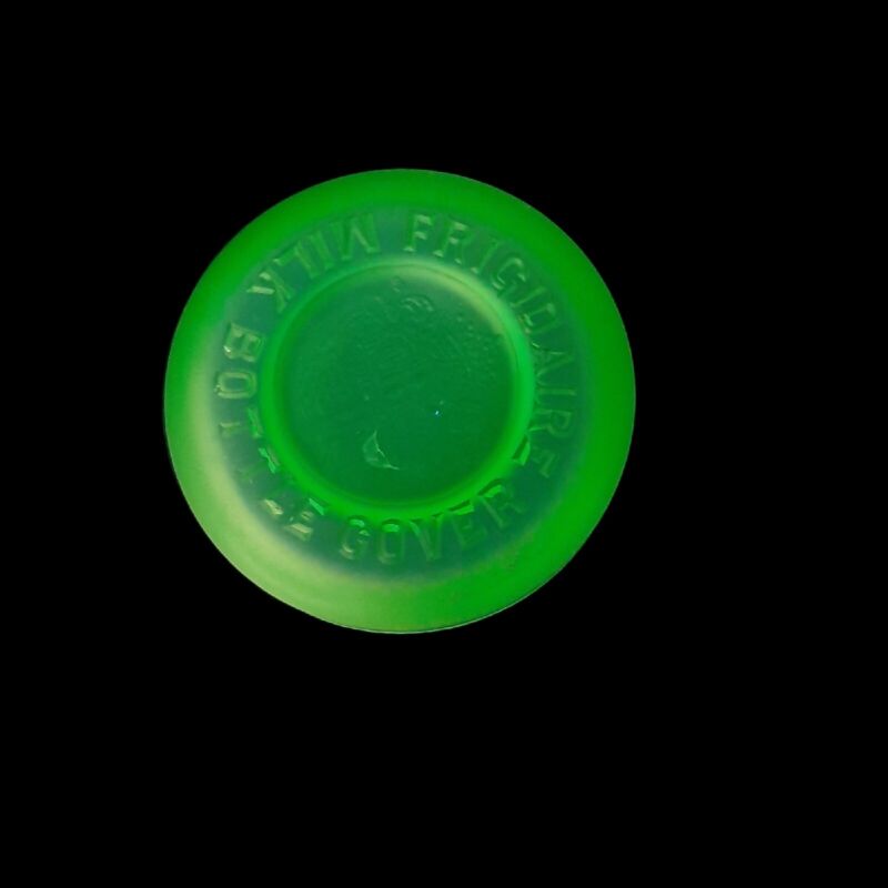 Vintage Frigidaire Green Uranium Vaseline Depression Glass Milk Bottle Cover Cap