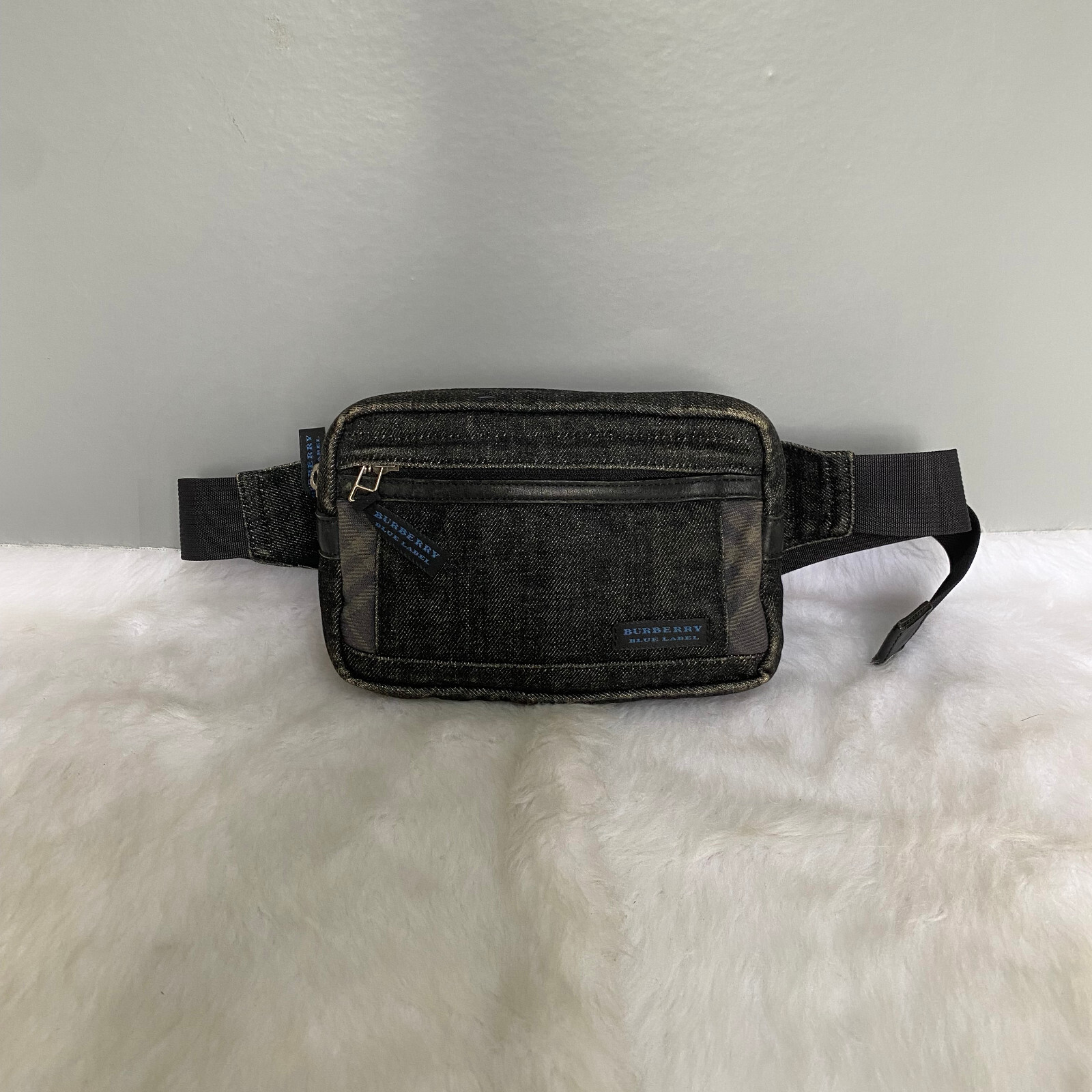 BURBERRY Blue Label Vintage Black Check Canvas Belt Bag