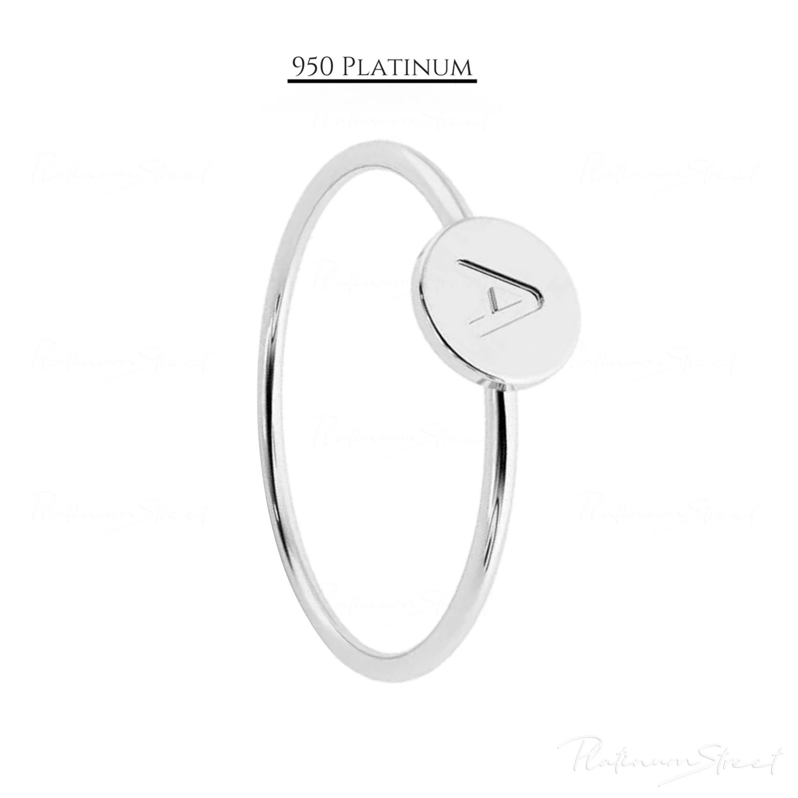 950 Platinum Stacking Initial Ring - Personalized Letter Ring-Women’s Day Jewelr