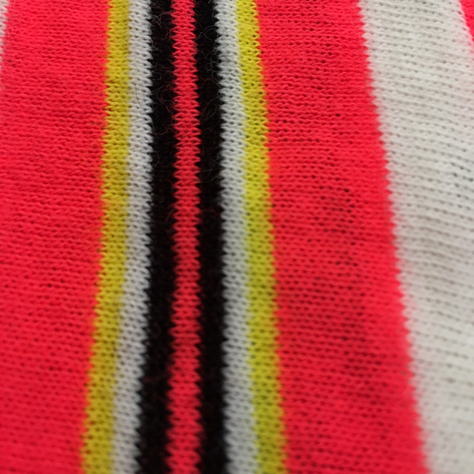 Bright Vintage Striped Fabric Pink Yellow Black White 2 YDS Vintage Jersey Poly