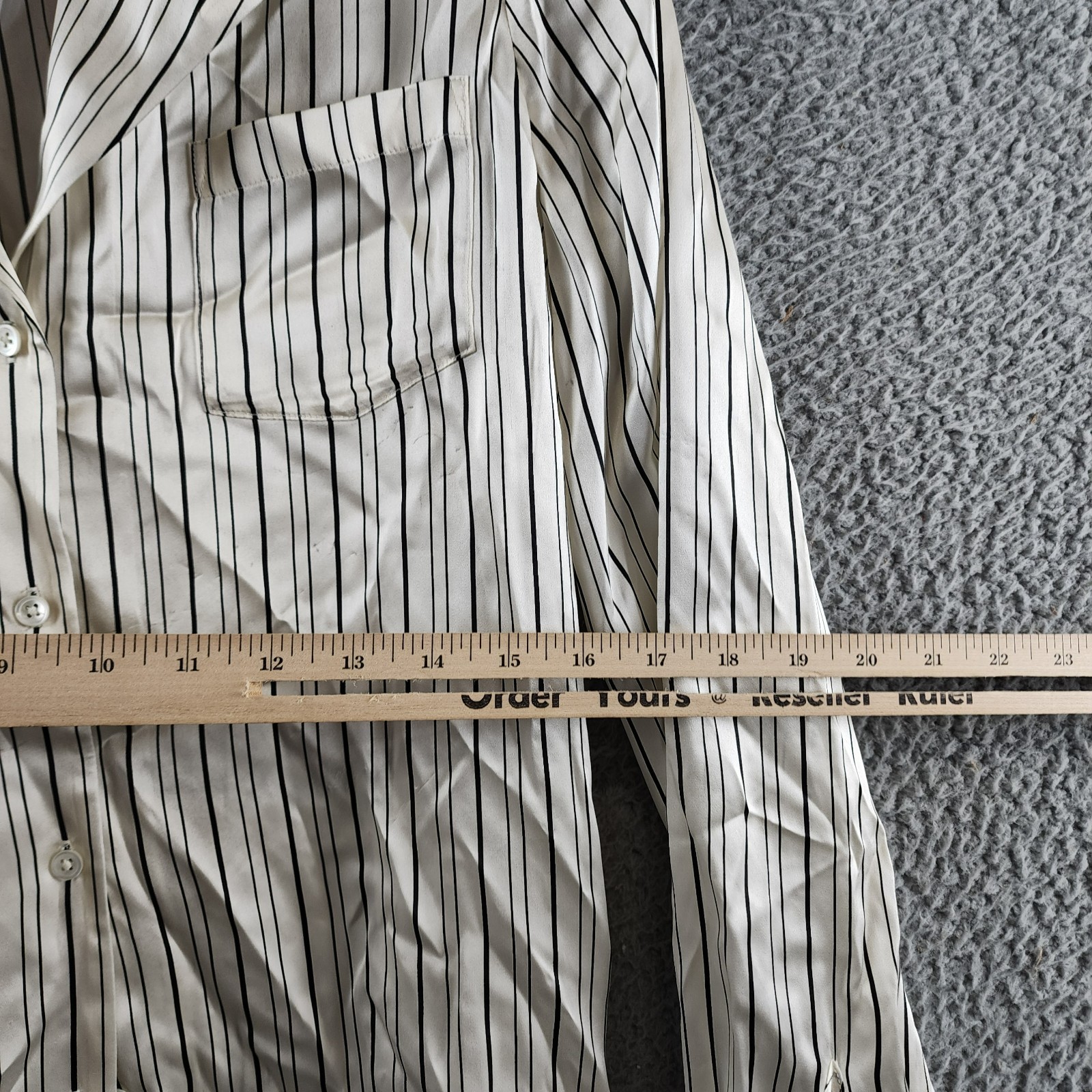 PAIGE Capriana Striped Silk Shirt Women's XS Antique White/Black Long Sleeve - Picture 8 of 14