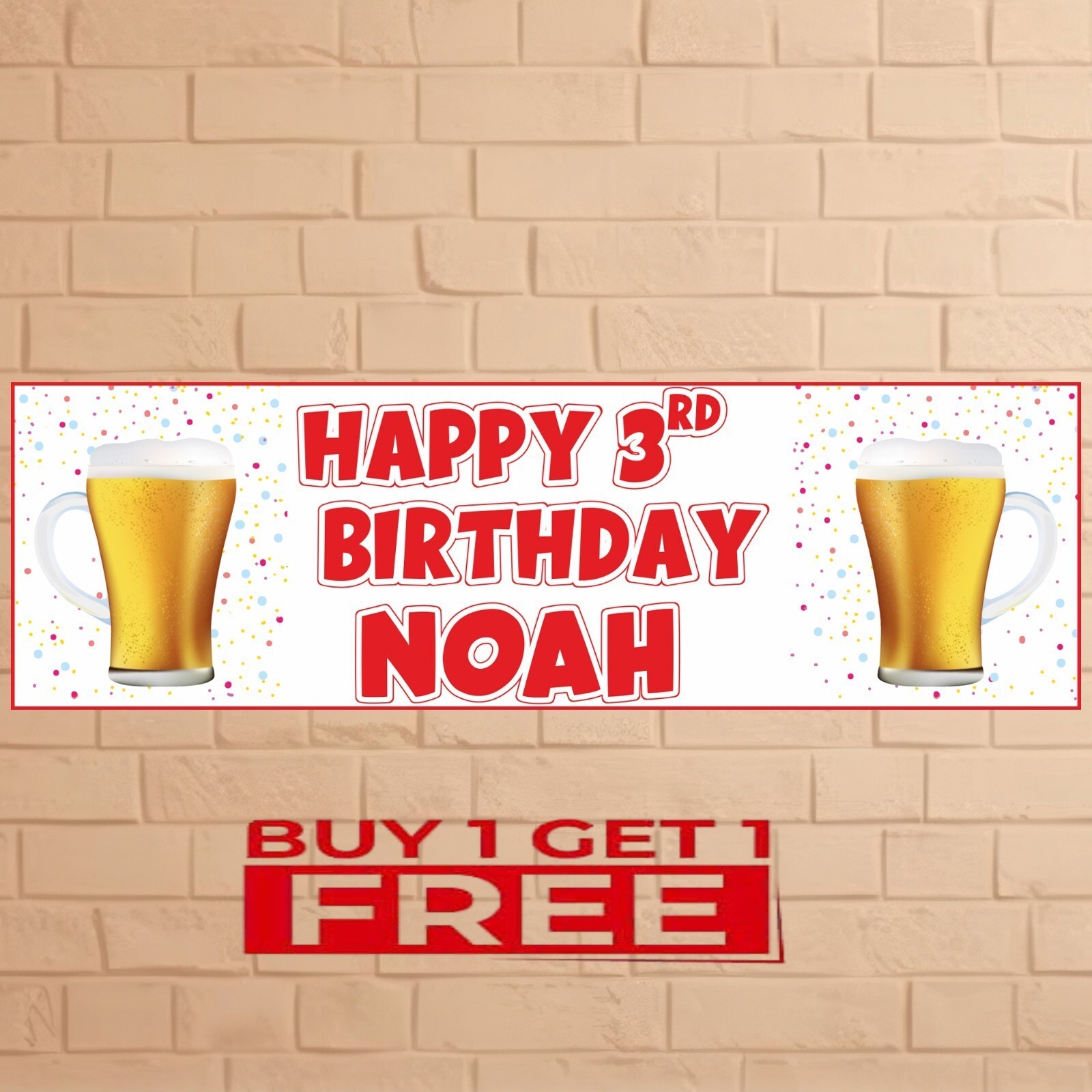 2x Personalised Beer Birthday Banner Custom Name & Age Pub Party Decoration UK