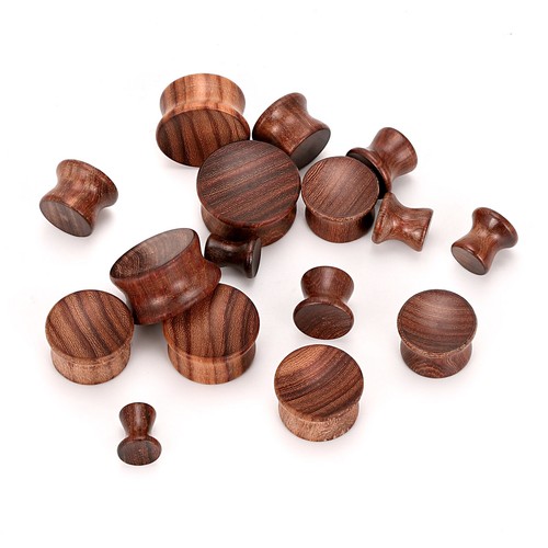 2pcs Wood Ear Gauges One Side Concave Ear Plugs Wooden Ear Expander Flesh Tunnel