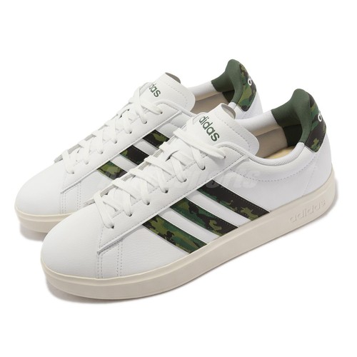 

adidas Grand Court 2.0 White Green Camo Мужская повседневная обувь для образа жизни GW7170, Белый, Grand Court 2.0