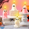 Minatee 4 Pieces Large Pink Halloween Ghost Candles Cute Pastel Spooky Goth Decor Burning Scented Wax Candles Gifts for Boo Basket Stuffers Halloween Room Table Indoor Decorations, 2 Style
