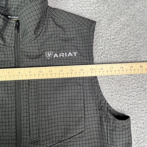 Ariat Vest Mens Medium Black Plaid Full Zip Western Softshell