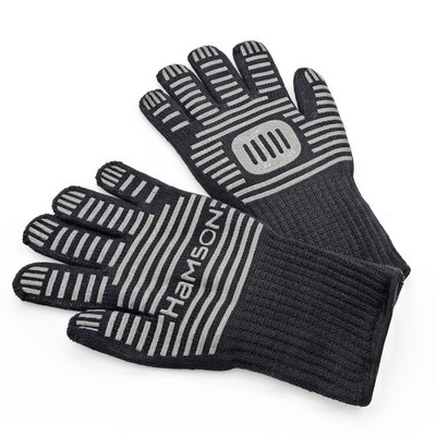 Grillhandschuhe Hitzebeständig Schutzhandschuhe BBQ Schwarz Ofenhandschuh HAMSON