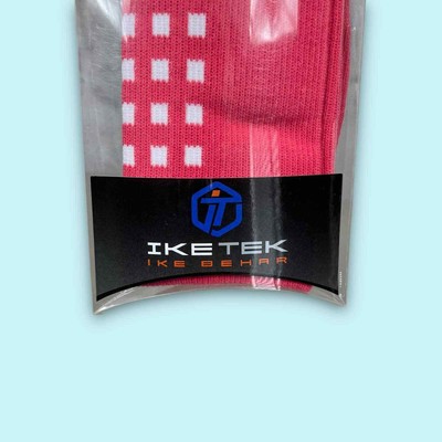 Ike Behar Mens 7-12 Pink Gray Checkered Ike Tek Performance Crew Socks New