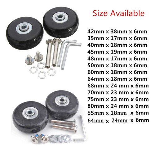 2pcs Suitcase Replacement Luggage Wheels Axles Deluxe Repair OD 48 x 17 x 6mm