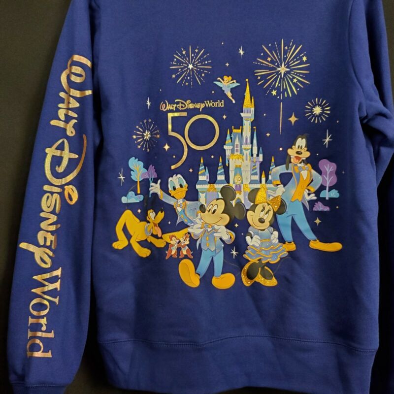 LARGE Walt Disney World Parks 50th Anniversary Hooded Zip Sweatshirt JACKET NEW