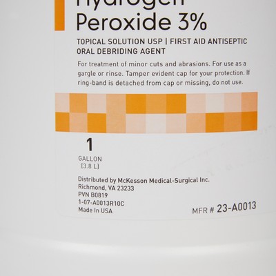 4 Pack McKesson 1 Gallon First Aid Antiseptic Hydrogen Peroxide 3% Liquid Bottle