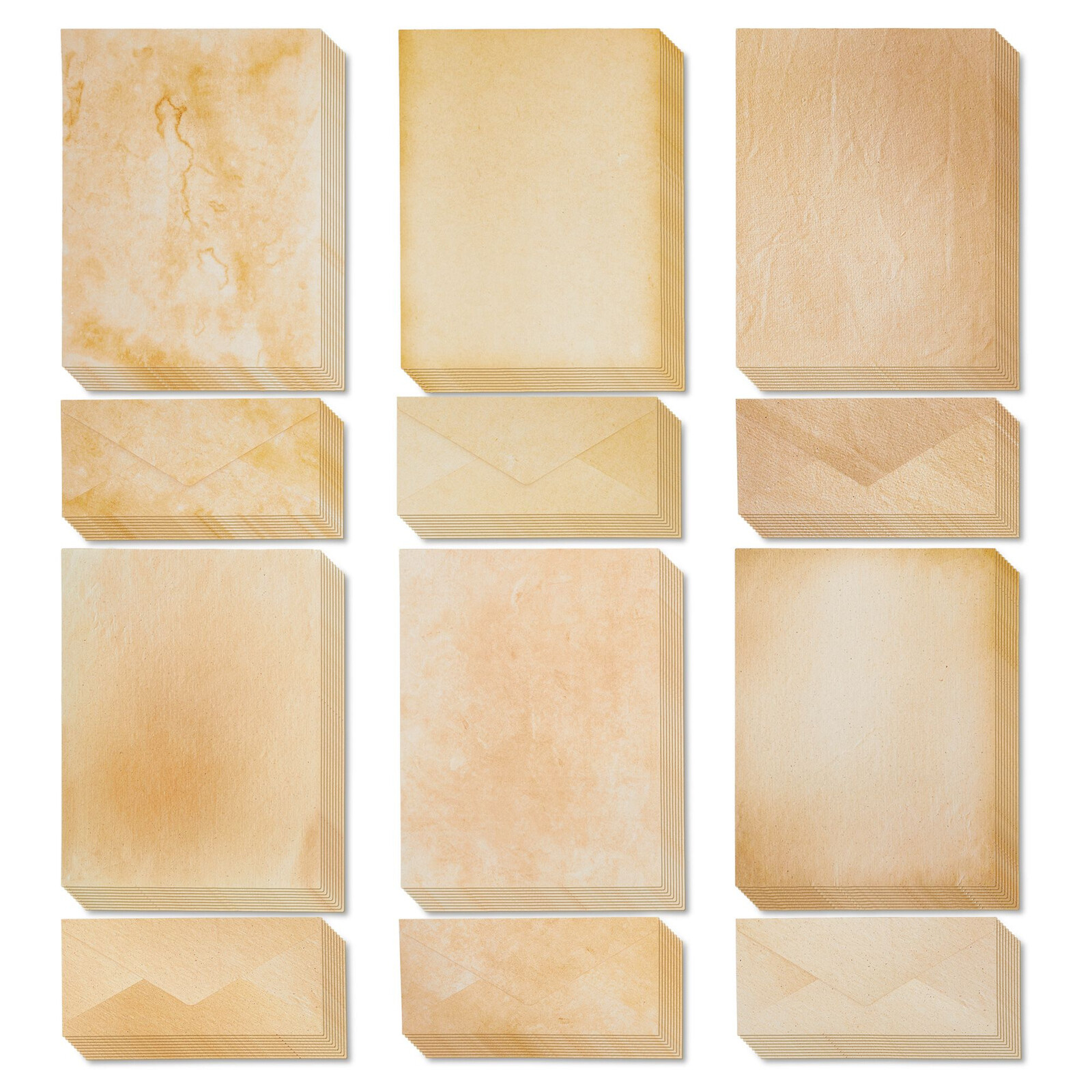 48 Pack Stationery Paper with Envelopes - 6 Old Fashion Aged Vintage Design
