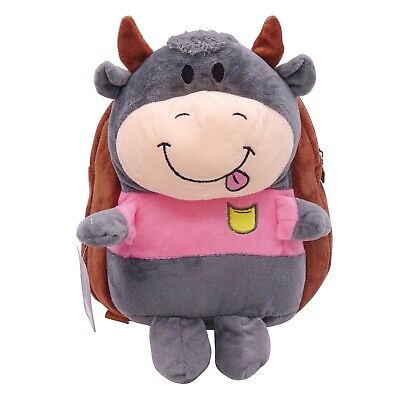 Plush Toddler Backpack Cute Cow Animal Backpack for Boys Girls 3-6 Year Old