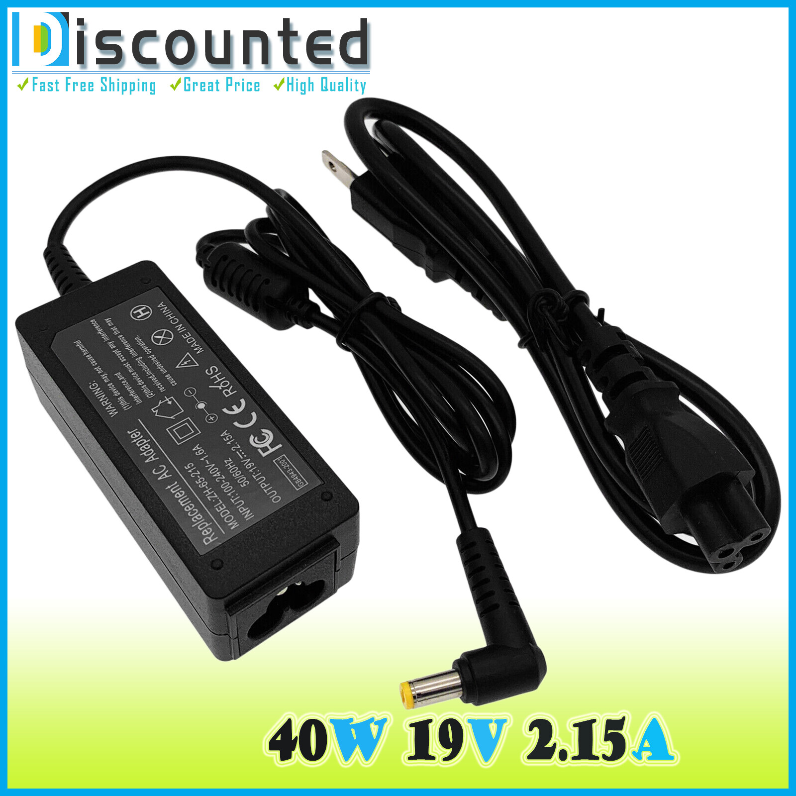 Charger For Acer Monitor G236hl H236hl S230hl S231hl Power Cord