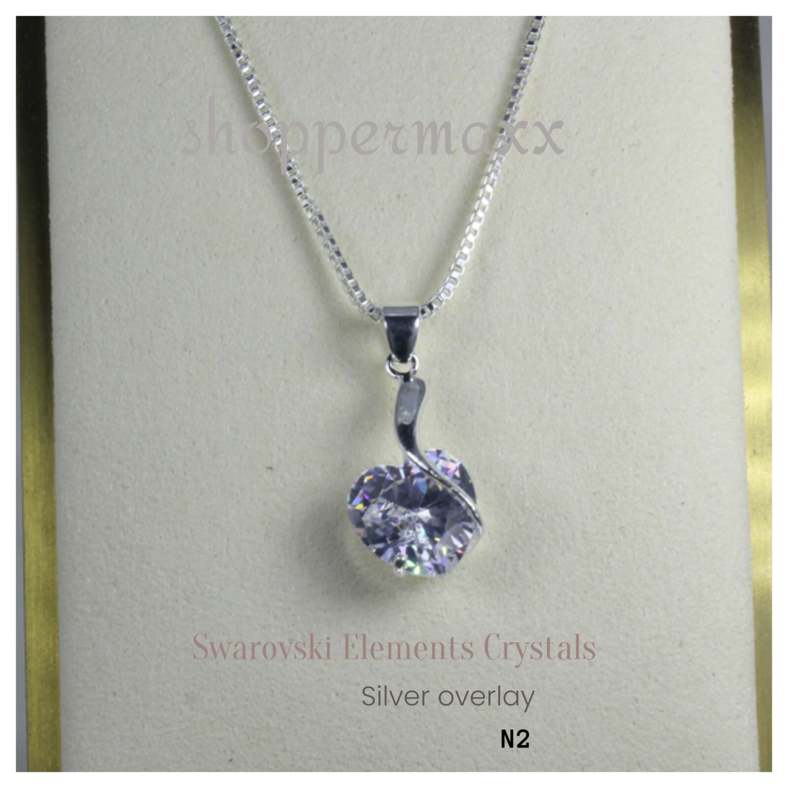 Swarovski Elements Heart's Embrace Necklaces Sterling Silver Overlay 20 