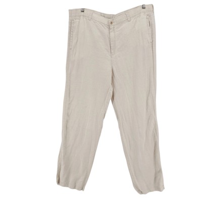 TOMMY BAHAMA 100% Linen Pants Natural Color Relax Casual Beach Size LARGE
