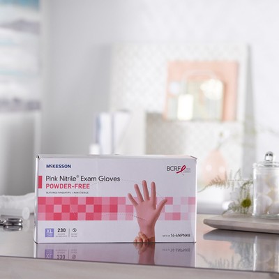 McKesson Pink Nitrile Nitrile Exam Glove Standard Cuff Length LARGE 250 per Box