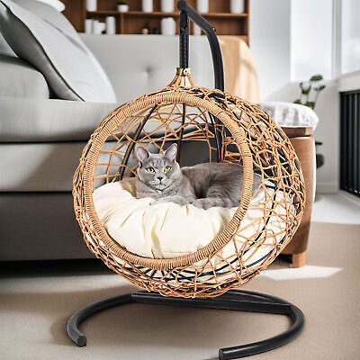 Indoor Cat Swing Bed Rattan Stand Hook Egg Chair Small Pet Cushion Waterproof