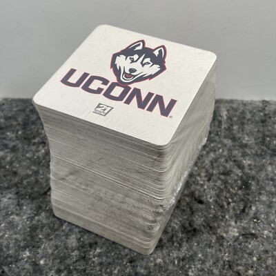 New UConn Huskies/Miller Lite Beer Coasters 100 Count Pack 4'' Sq. Double Sided