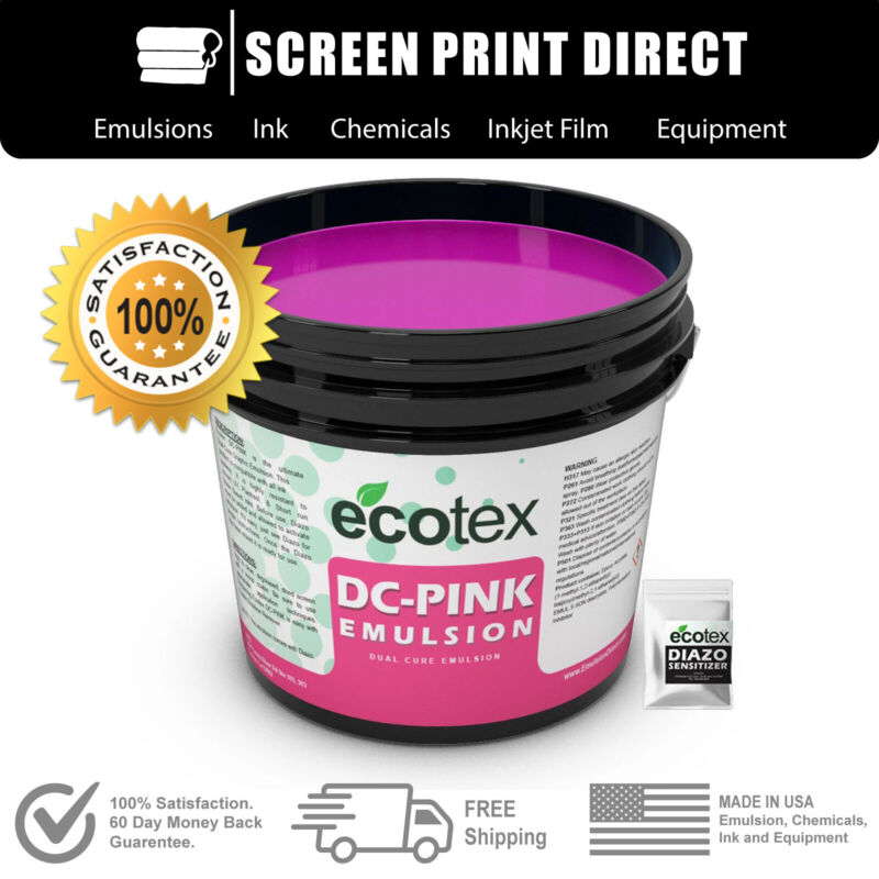 Ecotex® DC-PINK - Textile Dual-Cure Screen Printing Emulsion- 1 Quart -32 ounces