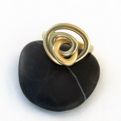 Pre-owned Handmade 18k Gold Ring, Gold Statement Ring, 3 Gold Link Ring, Cocktail Ring, Solid Gold