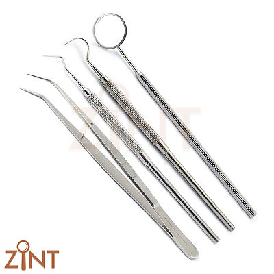 Dental Probes 9 Student Hygienist Tweezer Dentist Mouth Mirror Handle Tools
